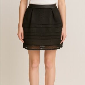 NWT Maje - Black Pleated Bubble Mini Skirt Pockets | Jupe Boule Matiere Black